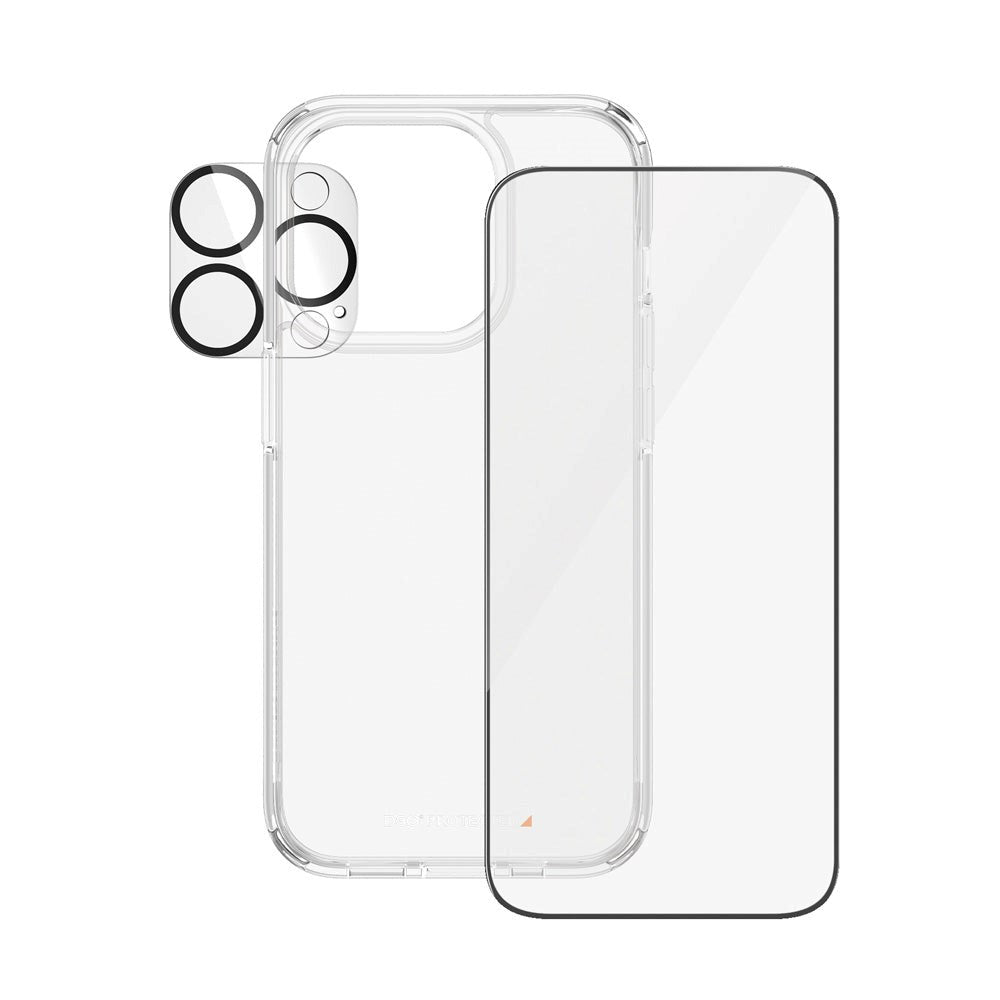 iPhone 15 Pro PanzerGlass 3-i-1 Bundle m. EasyAligner - Skærmbeskyttelse (UWF) / Bagsidecover / Kamerabeskyttelse - Gennemsigtig / Sort