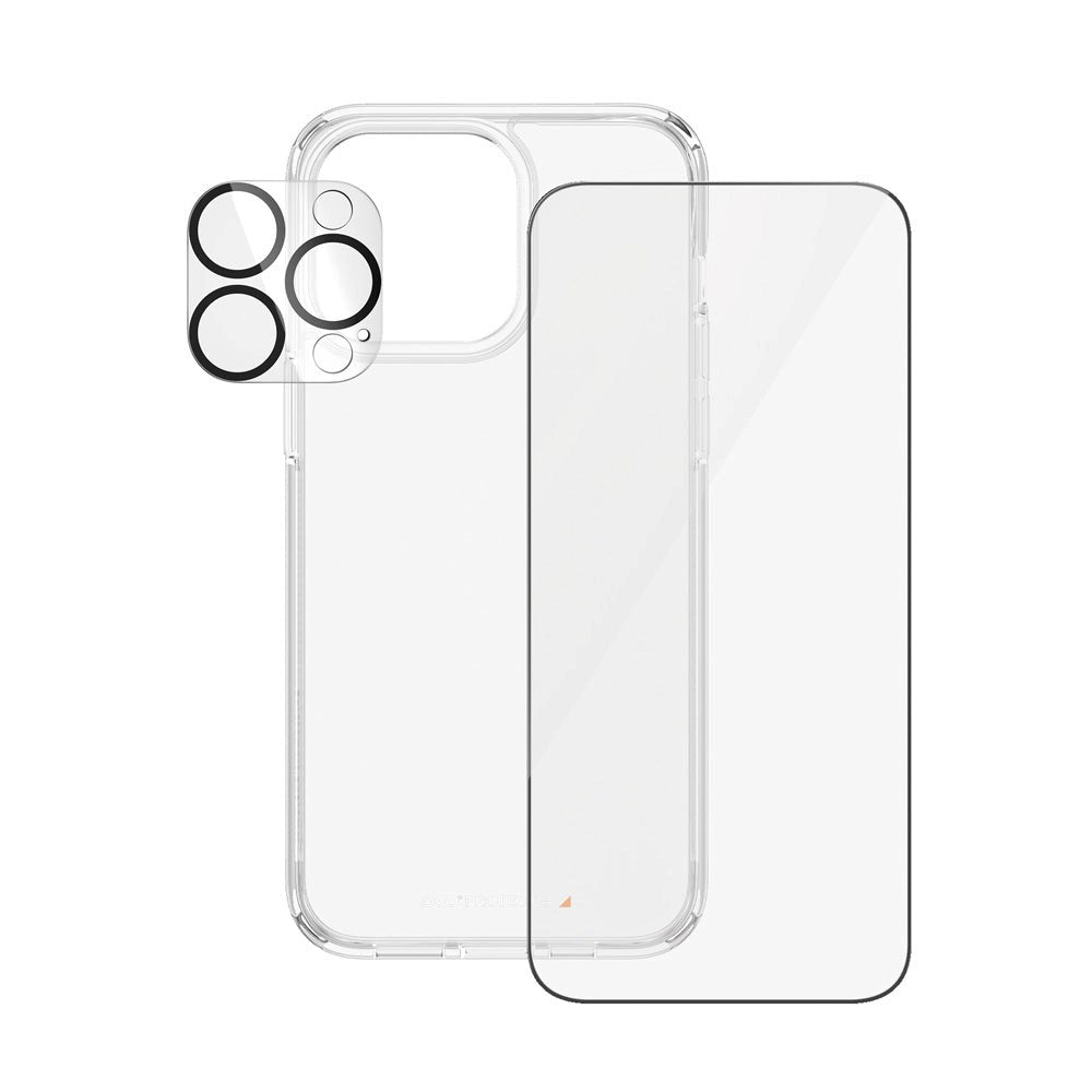 iPhone 15 Pro Max PanzerGlass 3-i-1 Bundle m. EasyAligner - Skærmbeskyttelse (UWF) / Bagsidecover / Kamerabeskyttelse - Gennemsigtig / Sort