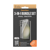 Samsung Galaxy S24 Ultra PanzerGlass 3-i-1 Bundle m. EasyAligner - Skærmbeskyttelse (UWF) / D3O Bio Hardcase Cover / Hoops Kamerabeskyttelse - Gennemsigtig / Sort