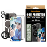 iPhone 16 Pro PanzerGlass 4-i-1 Bundle m. EasyAligner - Skærmbeskyttelse (UWF) / Bagsidecover / Kamerabeskyttelse / Fingerring - Gennemsigtig / Sort