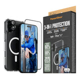 iPhone 16 Plus PanzerGlass 3-i-1 Bundle m. EasyAligner - Skærmbeskyttelse (UWF) / Bagsidecover / Kamerabeskyttelse - Gennemsigtig / Sort