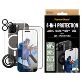 iPhone 16 Pro Max PanzerGlass 4-i-1 Bundle m. EasyAligner - Skærmbeskyttelse (UWF) / Bagsidecover / Kamerabeskyttelse / Fingerring - Gennemsigtig / Sort