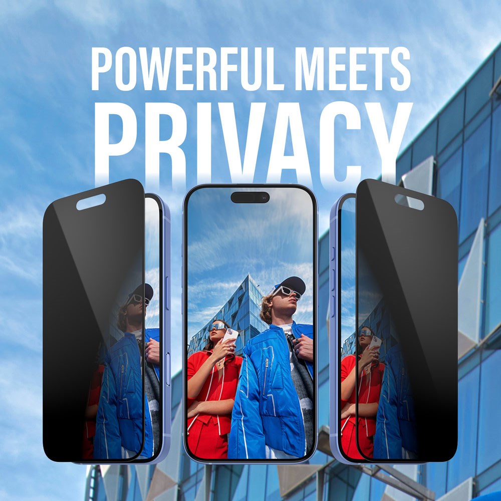 iPhone 16 Pro Max PanzerGlass 3-i-1 Bundle m. EasyAligner - Privacy Skærmbeskyttelse (UWF) / Bagsidecover / Kamerabeskyttelse - Gennemsigtig / Sort