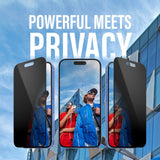 iPhone 16 Pro Max PanzerGlass 3-i-1 Bundle m. EasyAligner - Privacy Skærmbeskyttelse (UWF) / Bagsidecover / Kamerabeskyttelse - Gennemsigtig / Sort
