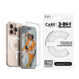CARE By PanzerGlass iPhone 16 Pro 3-i-1 FLAGSHIP MagSafe Bundle - Skærmbeskyttelse (UWF) / Bagsidecover / Kamerabeskyttelse - Gennemsigtig / Hvid