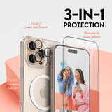 CARE By PanzerGlass iPhone 16 Pro Max 3-i-1 FLAGSHIP MagSafe Bundle - Skærmbeskyttelse (UWF) / Bagsidecover / Kamerabeskyttelse - Gennemsigtig / Hvid