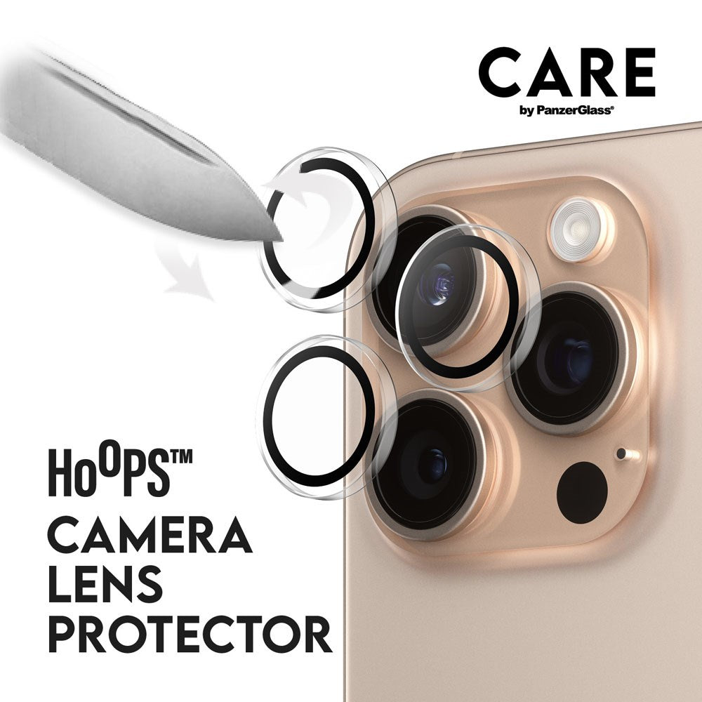 CARE By PanzerGlass iPhone 16 Pro Max 3-i-1 FLAGSHIP MagSafe Bundle - Skærmbeskyttelse (UWF) / Bagsidecover / Kamerabeskyttelse - Gennemsigtig / Hvid
