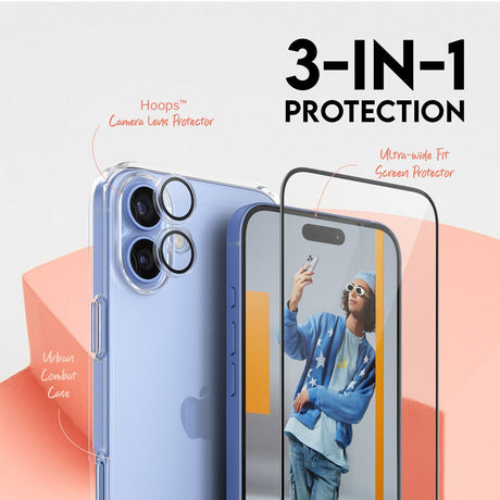 CARE By PanzerGlass iPhone 16 Plus 3-i-1 FLAGSHIP Bundle - Skærmbeskyttelse (UWF) / Bagsidecover / Kamerabeskyttelse - Gennemsigtig