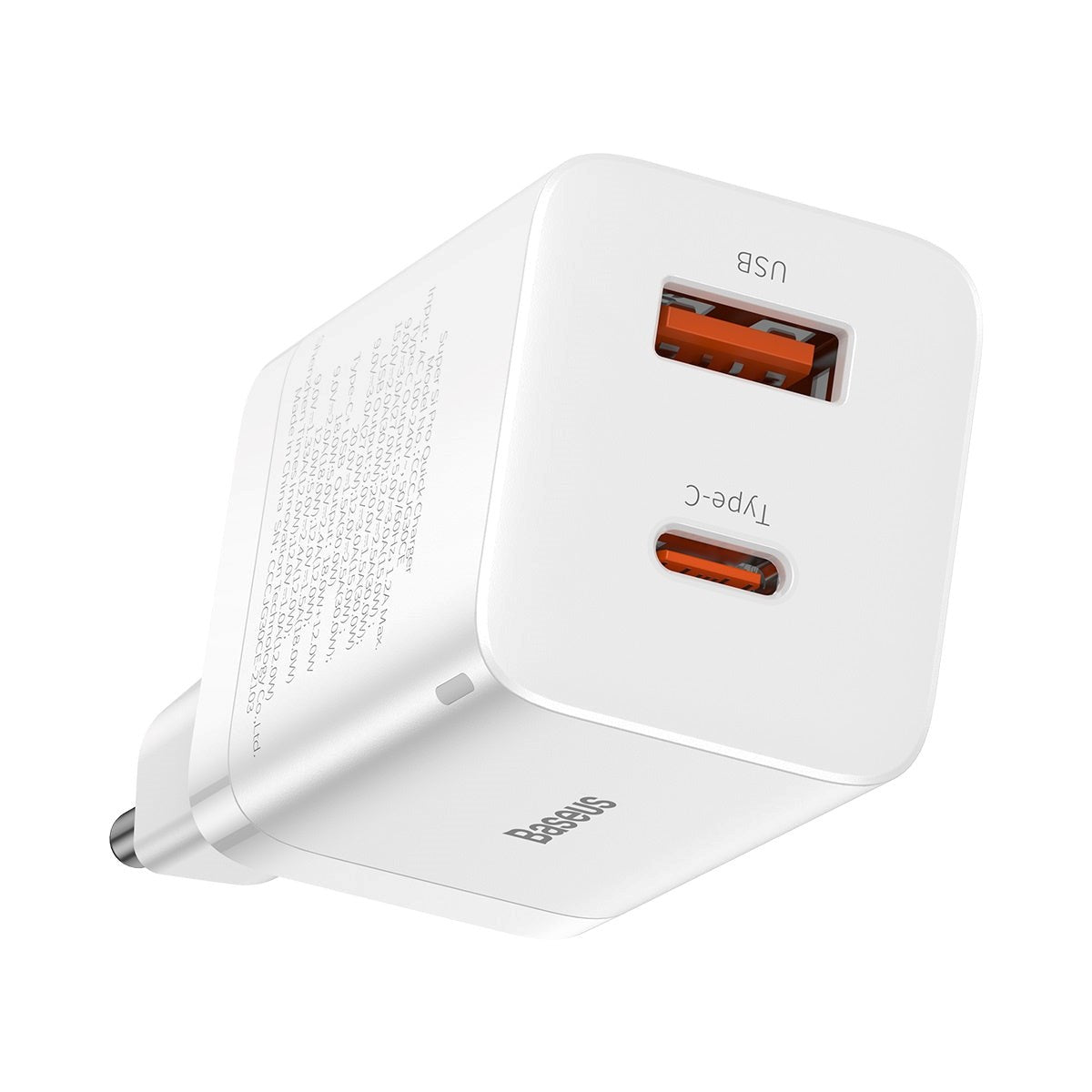 Baseus 30W Super Si Pro PD Vægoplader USB-C & USB-A - Hvid