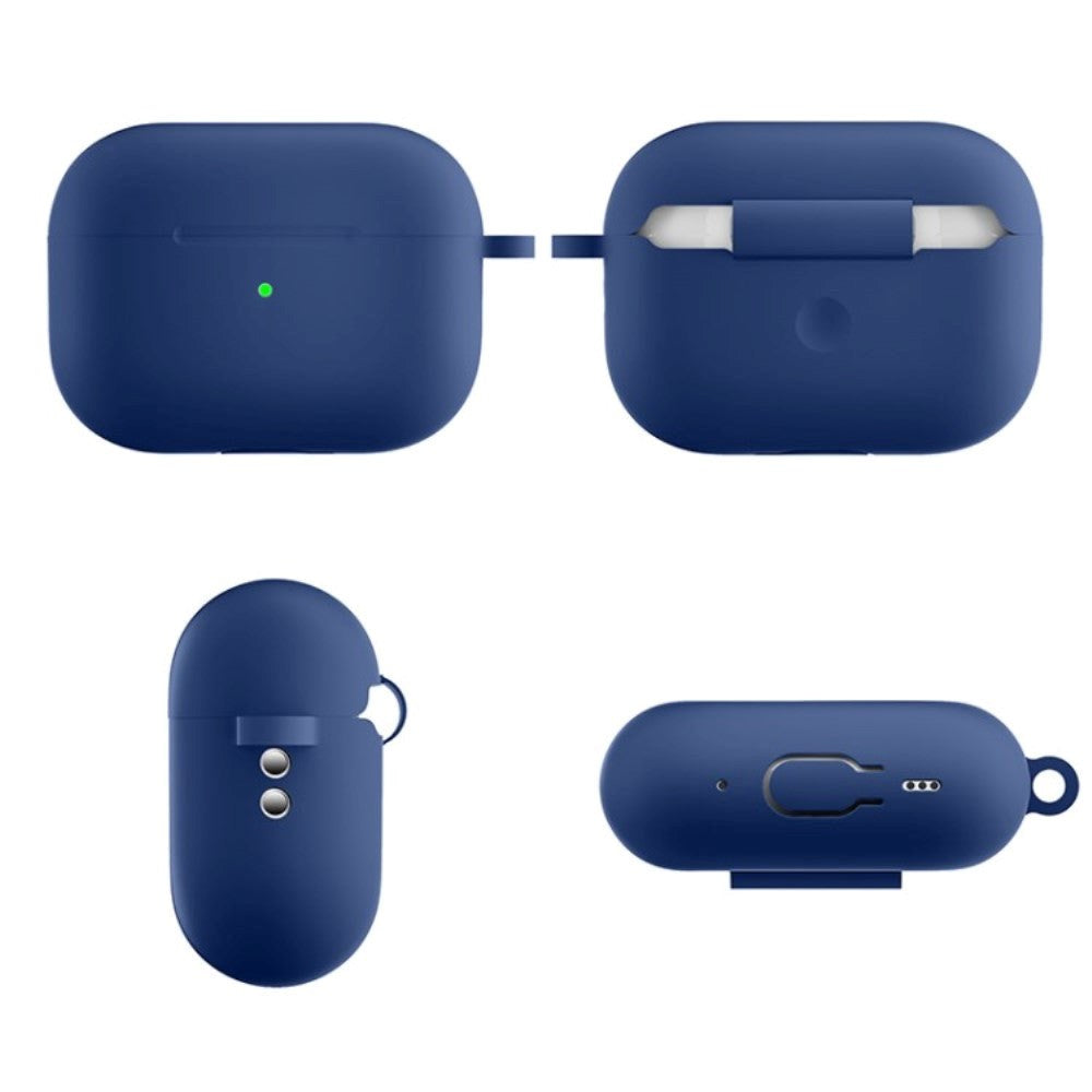 Apple Airpods Pro 2nd Gen (2022) Silikone Cover m. Hage - Mørkeblå