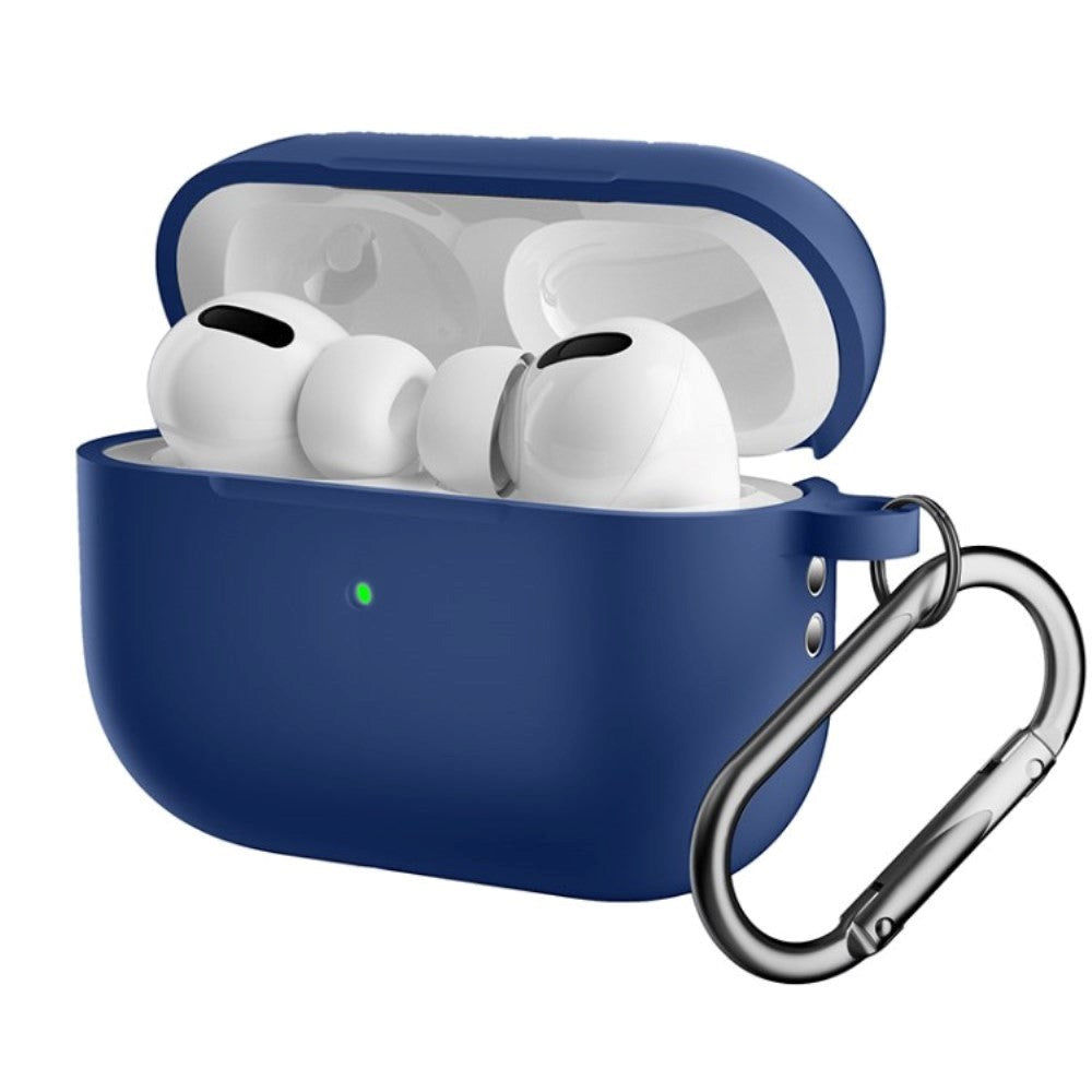 Apple Airpods Pro 2nd Gen (2022) Silikone Cover m. Hage - Mørkeblå