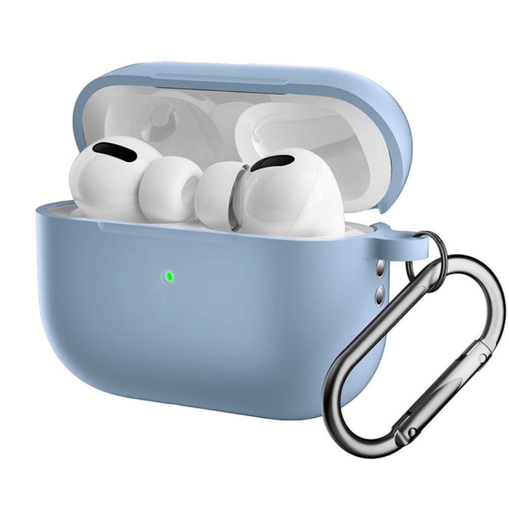 Apple Airpods Pro 2nd Gen (2022) Silikone Cover m. Hage - Lyseblå