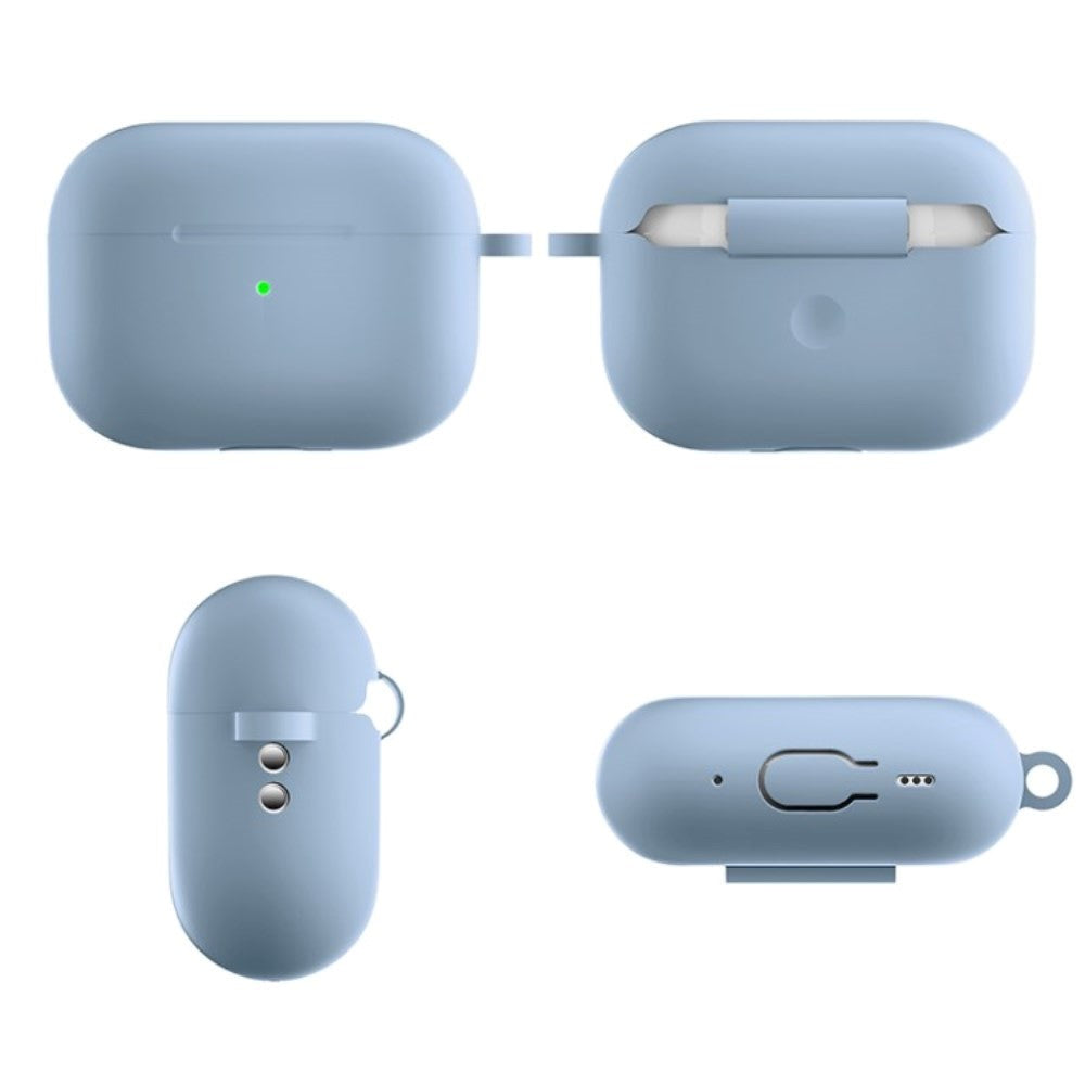 Apple Airpods Pro 2nd Gen (2022) Silikone Cover m. Hage - Lyseblå