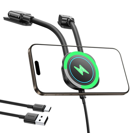 Baseus Mobilholder til Bil - Trådløs Opladning - Fleksibelt Design - MagSafe Kompatibel - Sort