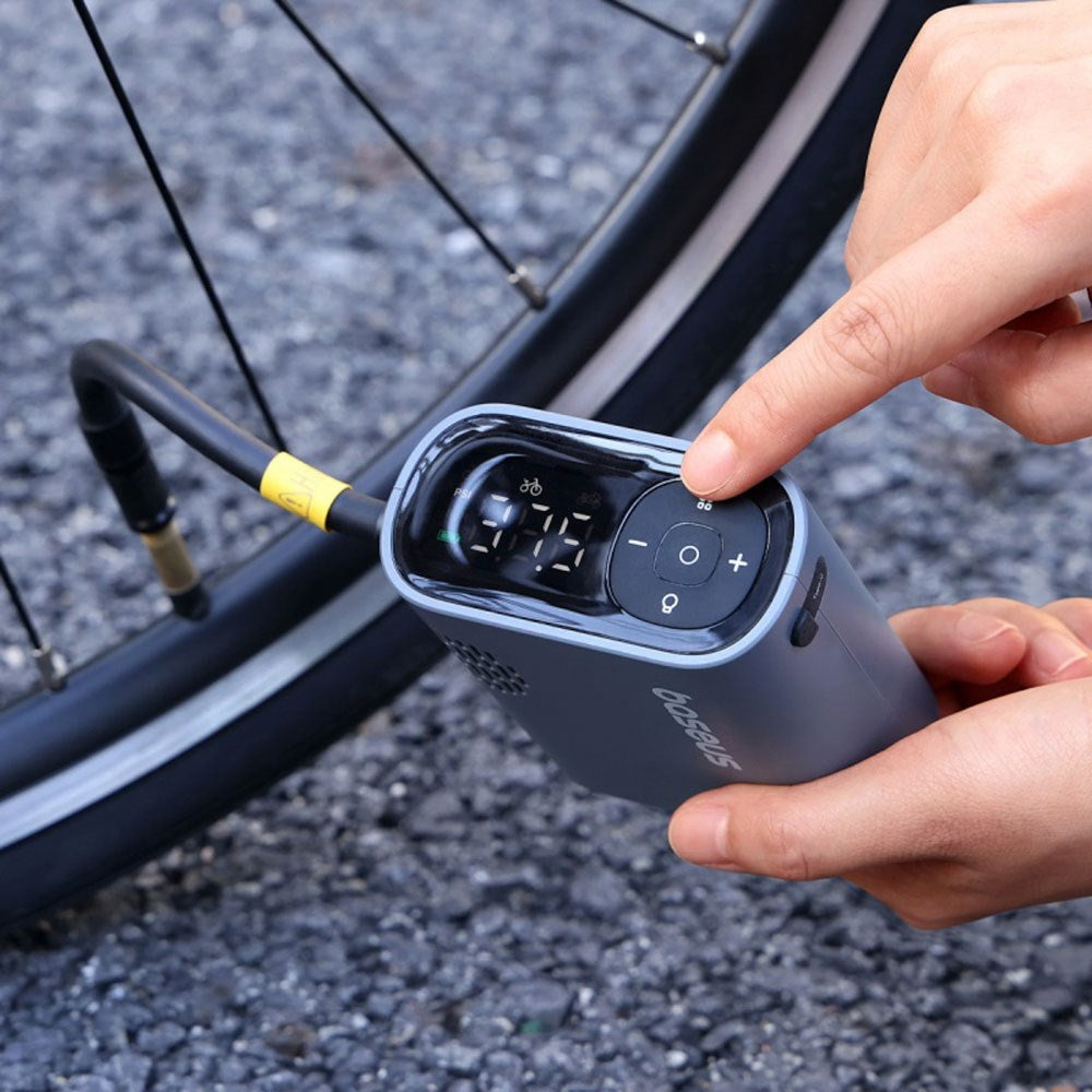 Baseus PrimeTrip Minikompressor - Elektrisk Cykelpumpe - Grå