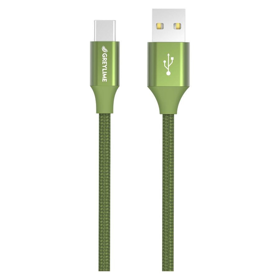 GreyLime Braided (3A/15W) USB-C Kabel 1 meter - Grøn