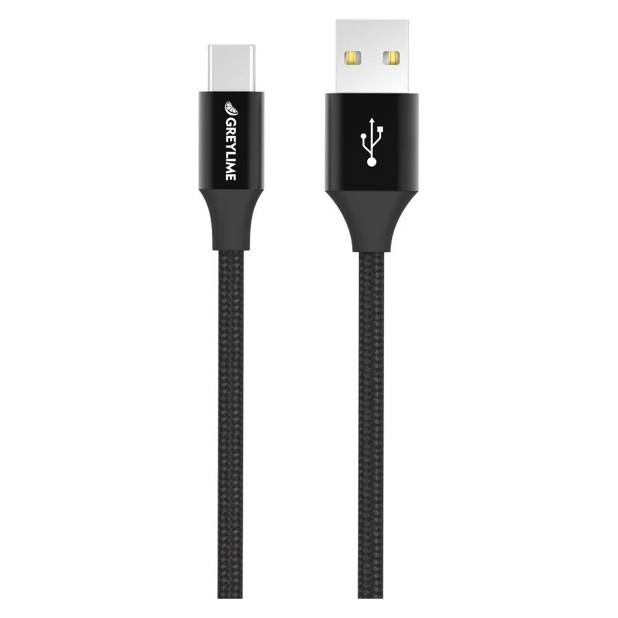 GreyLime Braided (3A/15W) USB-C Kabel 1 meter - Sort