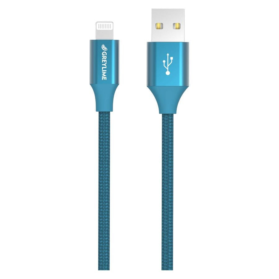 GreyLime Braided USB-A til Lightning Kabel 1 meter - Blå