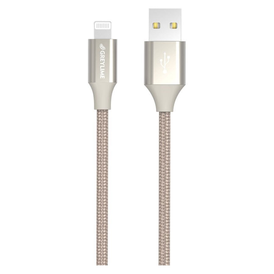 GreyLime Braided USB-A til Lightning Kabel 2 meter - Beige