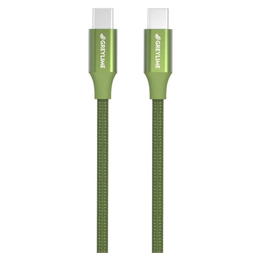 GreyLime Braided USB-C til USB-C Kabel 2 meter - Grøn