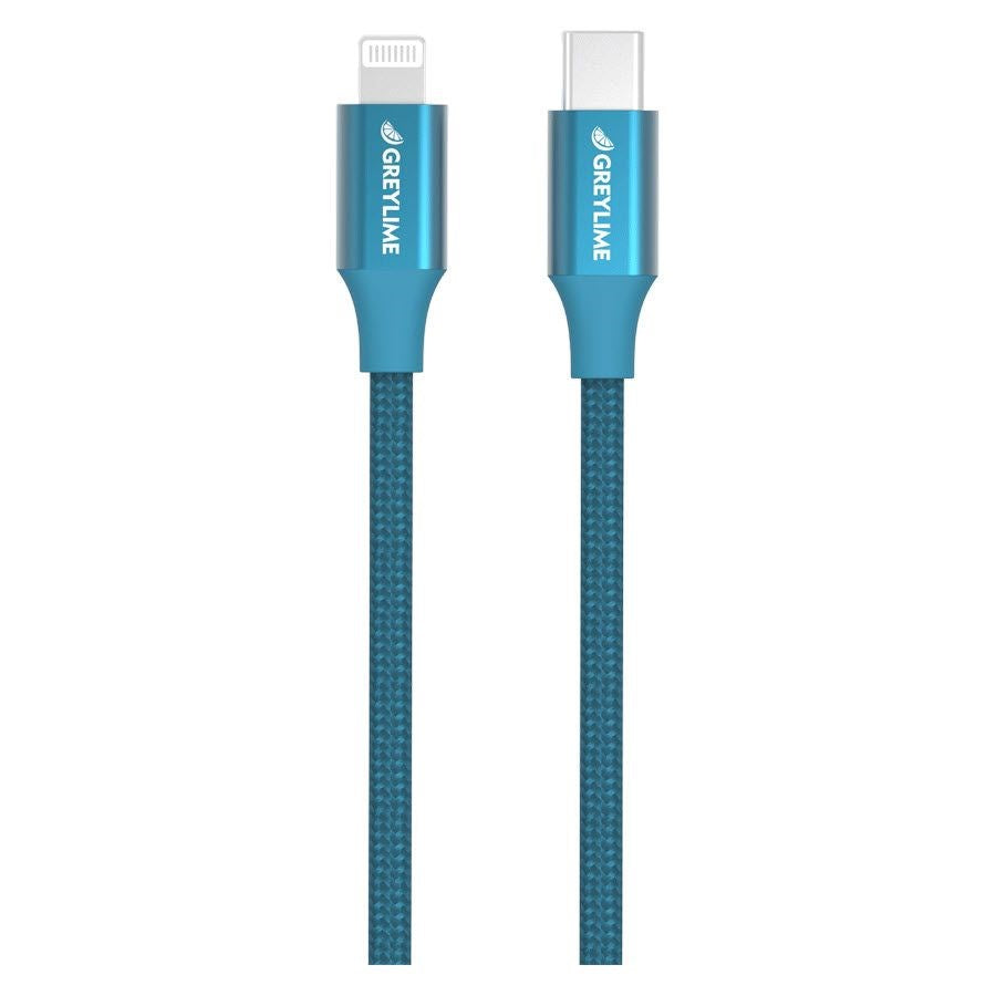 GreyLime 18W Braided USB-C til Lightning Kabel 1 meter - Blå