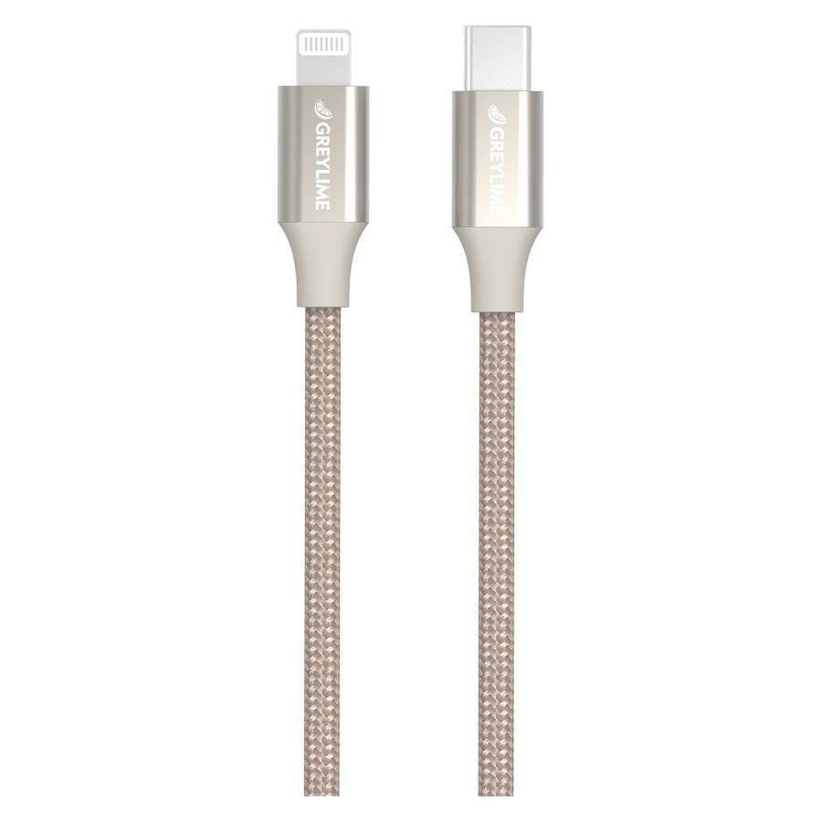 GreyLime 18W Braided USB-C til Lightning Kabel 1 meter - Beige