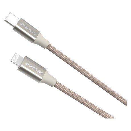 GreyLime 18W Braided USB-C til Lightning Kabel 2 meter - Beige