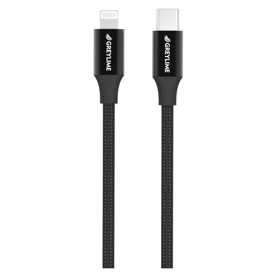 GreyLime 18W Braided USB-C til Lightning Kabel 1 meter - Sort