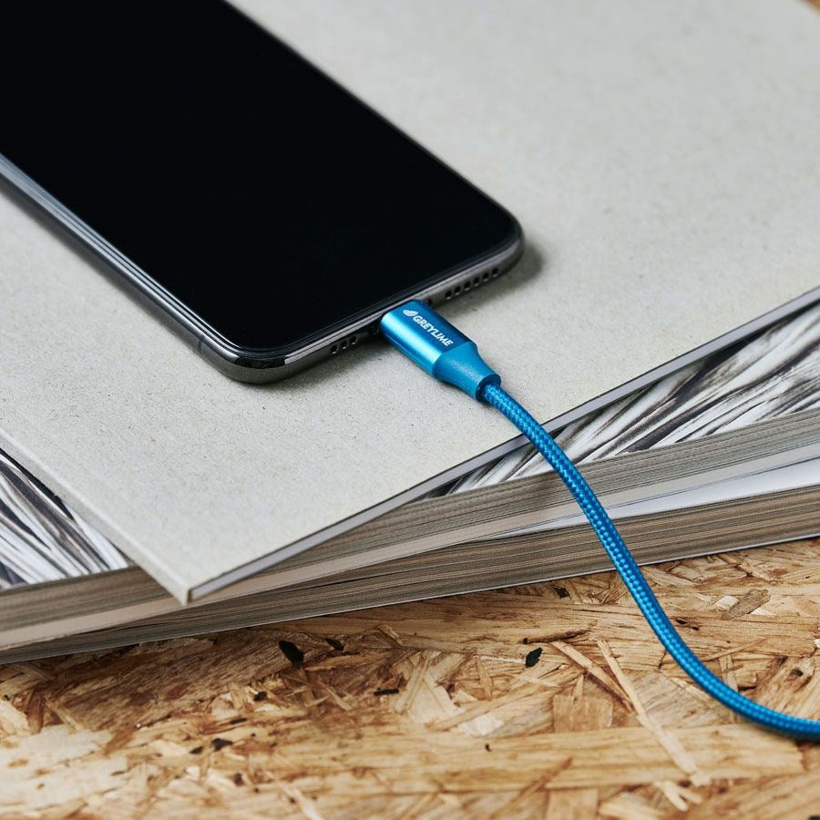 GreyLime 18W Braided USB-C til Lightning Kabel 2 meter - Blå