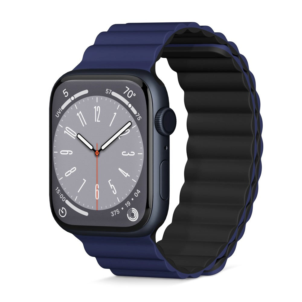 Apple Watch (38/40/SE/41/42mm) Epico Magnetisk Silikone Urrem - Blå / Sort