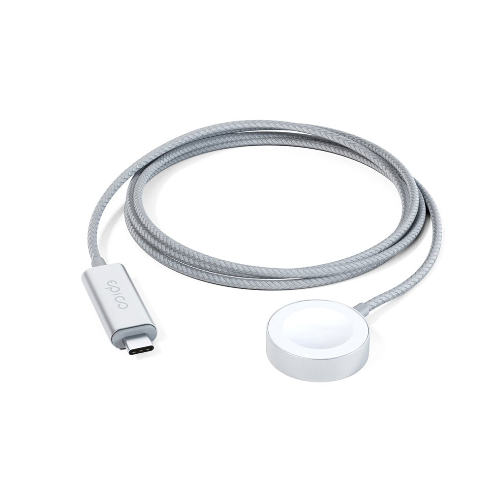 Epico Apple Watch 3W Magnetisk Opladerkabel m. USB-C 120cm. - Sølv