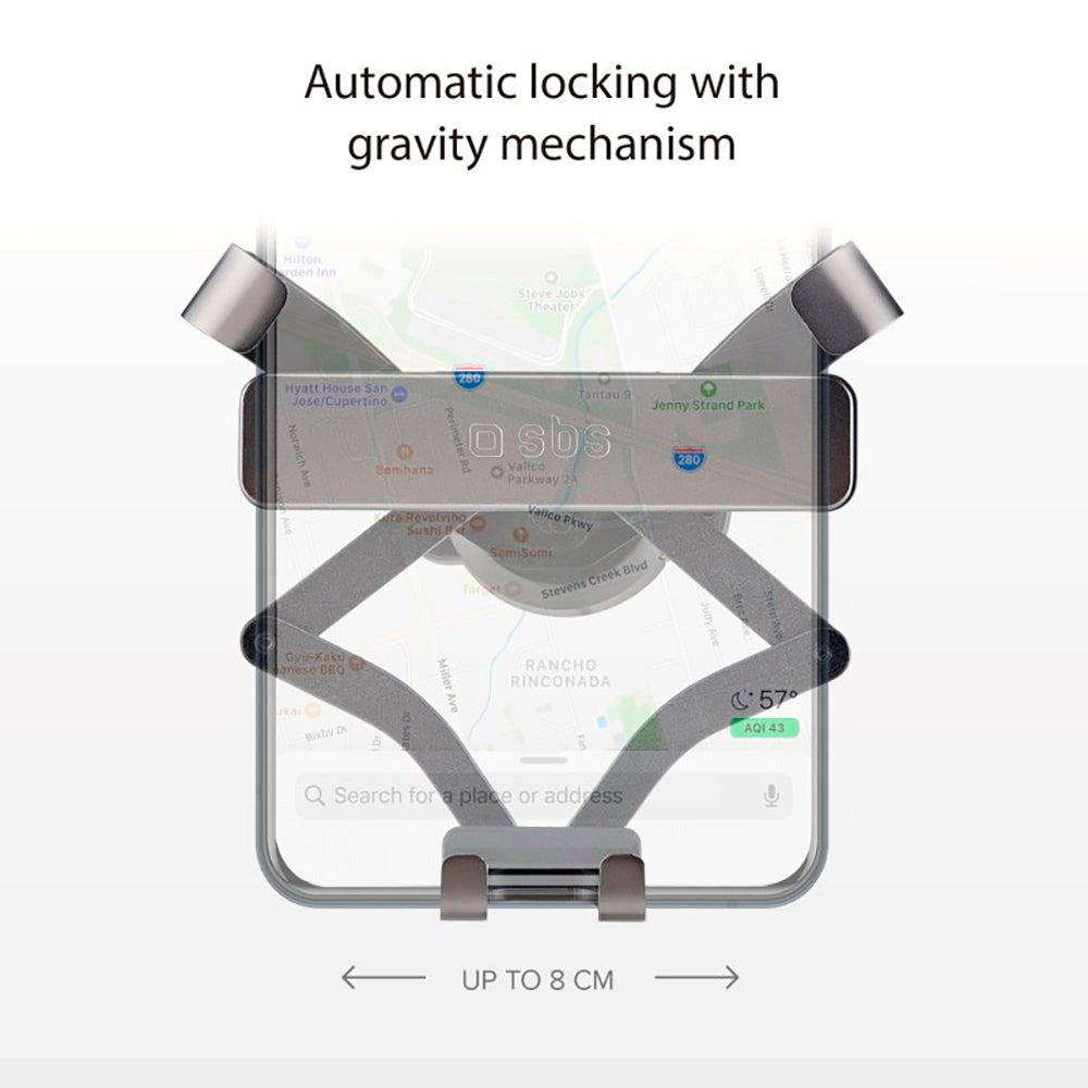 SBS Gravity Pro Mobilholder til Bil - Max Mobil: 80mm - Grå