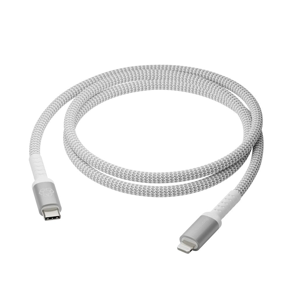 dbramante1928 Bæredygtigt Flettet USB-C til Lightning Opladningskabel - 36W - 1.2M - Hvid