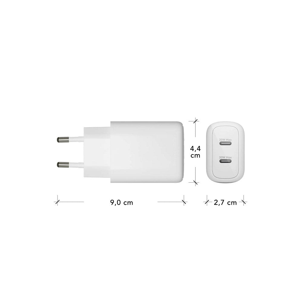 2 x USB-C 20W - dbramante1928 EU Vægoplader - Hvid