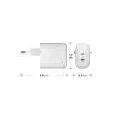 2 x USB-C 30W - dbramante1928 EU Vægoplader - Hvid