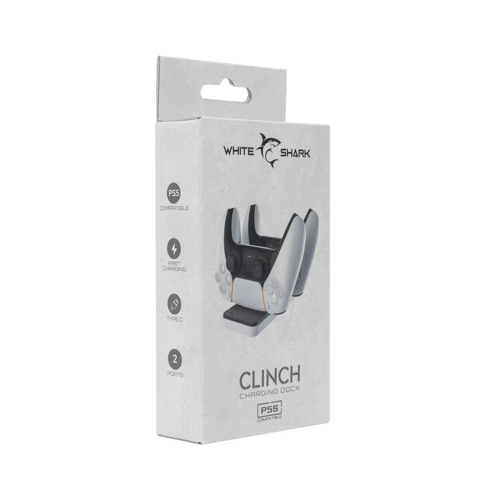 CLINCH White Shark PS5 Controller Ladedock - Sort