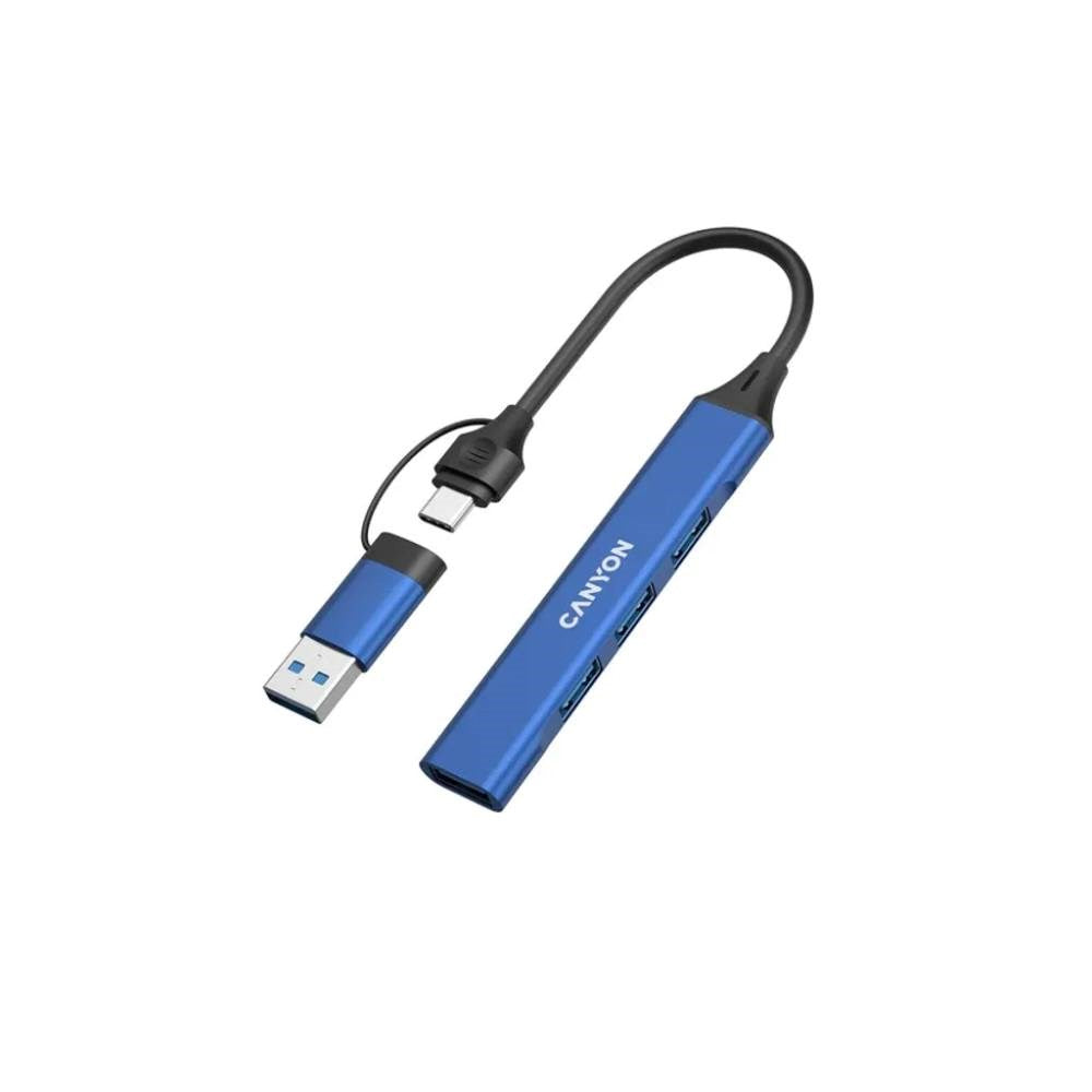 Canyon 4-i-1 USB-A/C Multihub - Blå