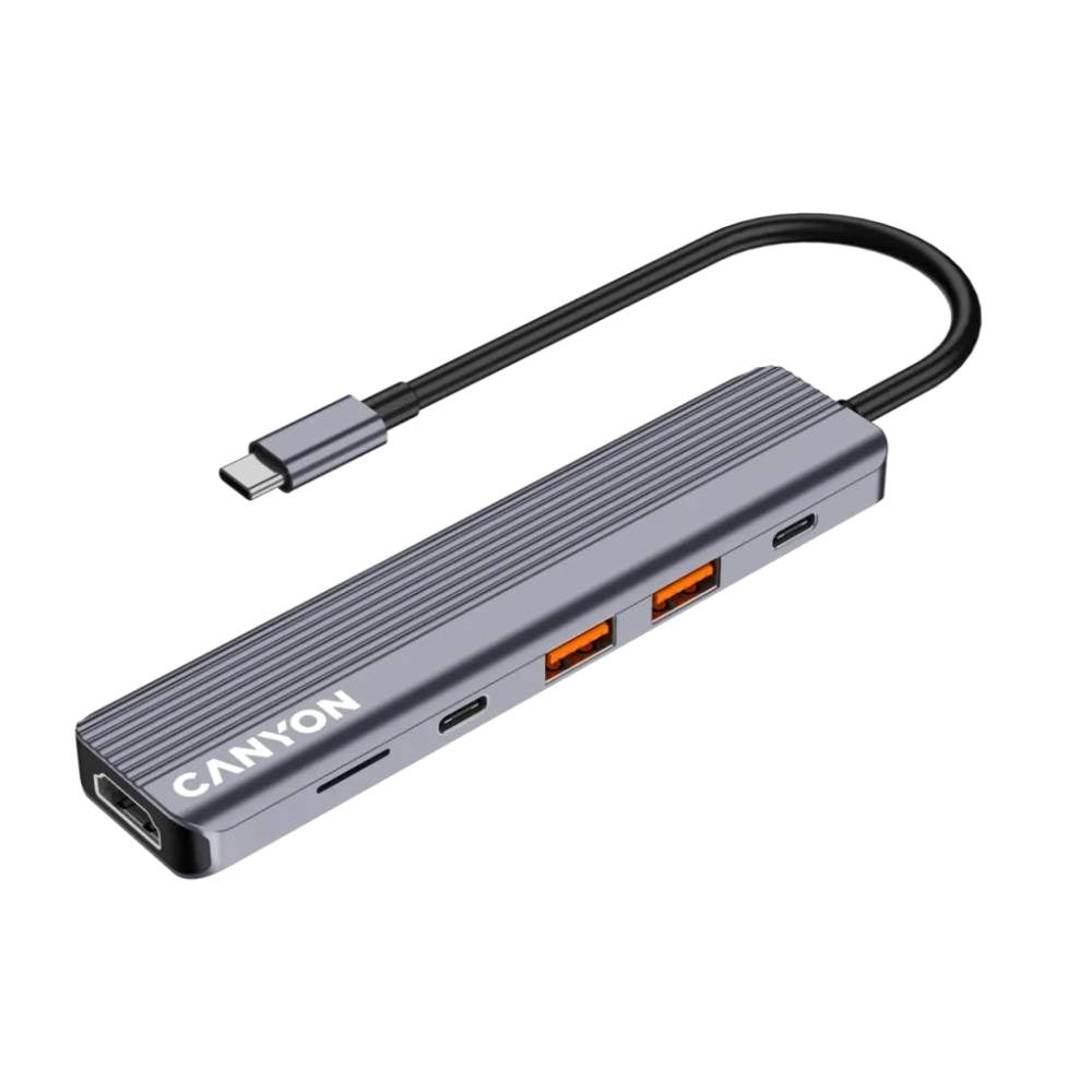 Canyon 6-i-1 USB-C Hub - Grå