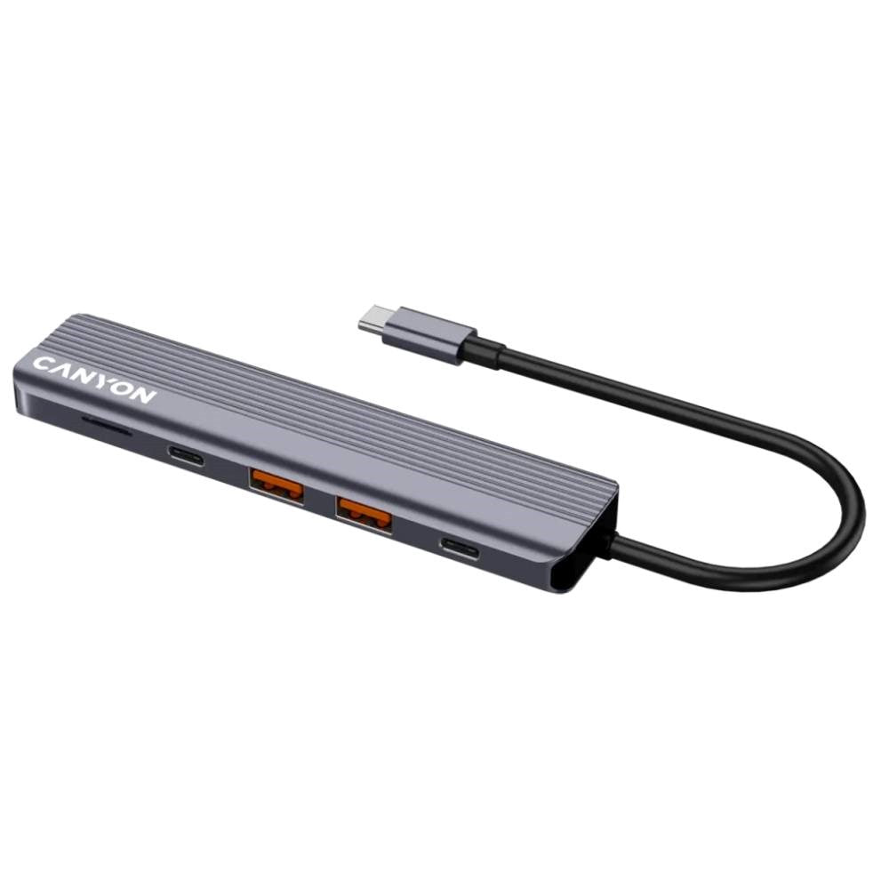 Canyon 6-i-1 USB-C Hub - Grå