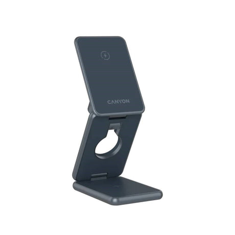 Canyon 3-i-1 15W Foldbar Trådløs Oplader - Qi / MagSafe Kompatibel - Grå