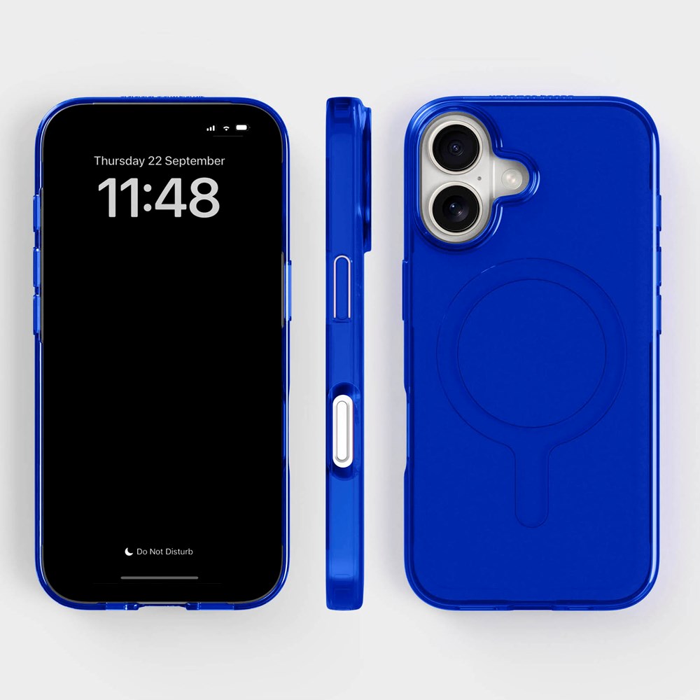 agood company iPhone 16 CLRPRTCT 100% Genbrugs Plastik Case - Transparent / Cobalt Blue