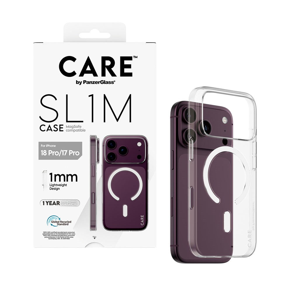 iPhone 18 Pro / 17 Pro CARE by PanzerGlass SL1M Cover - MagSafe Kompatibel - Gennemsigtig