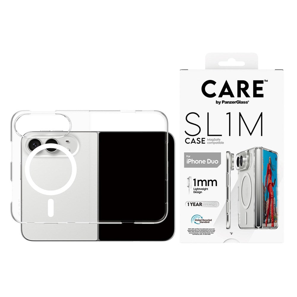 CARE by PanzerGlass iPhone Duo SL1M Mobil Cover - MagSafe Kompatibel - Gennemsigtig