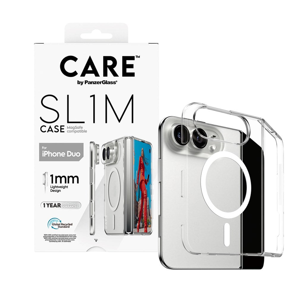 CARE by PanzerGlass iPhone Duo SL1M Mobil Cover - MagSafe Kompatibel - Gennemsigtig