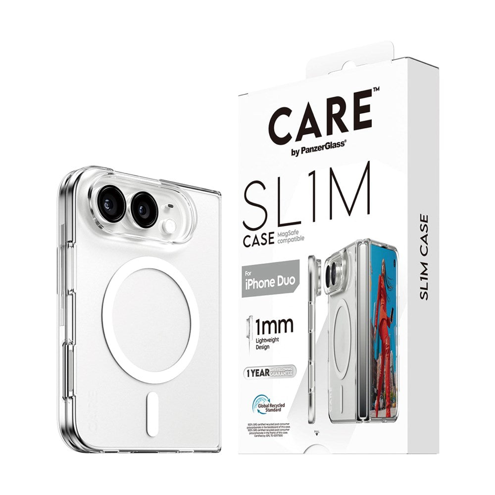 CARE by PanzerGlass iPhone Duo SL1M Mobil Cover - MagSafe Kompatibel - Gennemsigtig