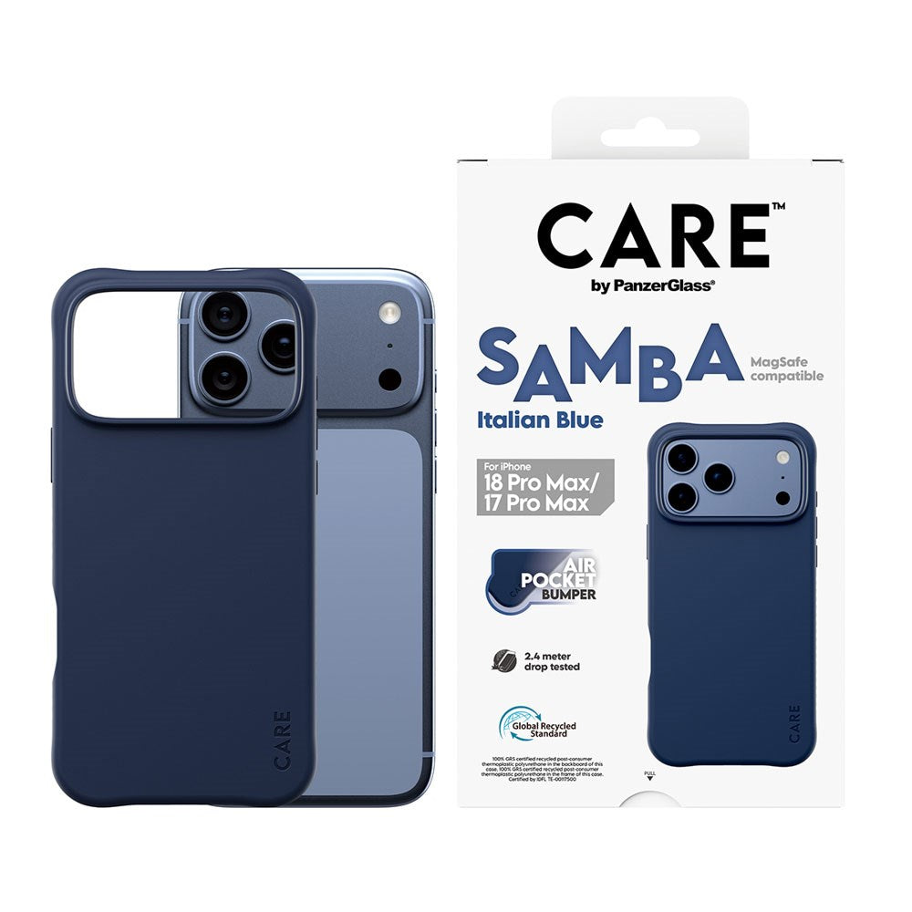 iPhone 18 Pro Max  / 17 Pro Max CARE by PanzerGlass Fashionable Samba Mobil Cover - MagSafe Kompatibel - Italian Blue