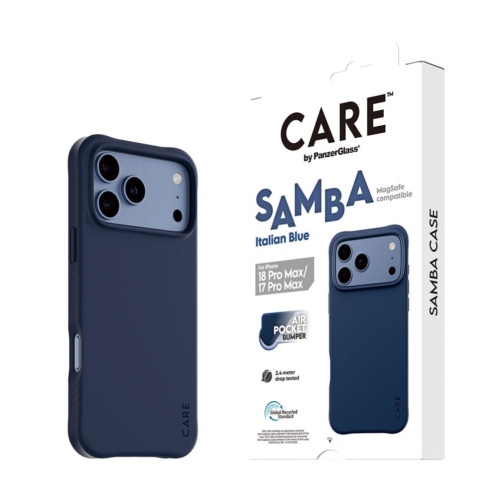 iPhone 18 Pro Max  / 17 Pro Max CARE by PanzerGlass Fashionable Samba Mobil Cover - MagSafe Kompatibel - Italian Blue