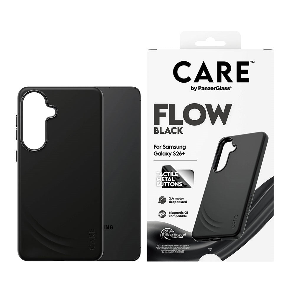 Samsung Galaxy S26+ (Plus) CARE by PanzerGlass Feature Flow Mobil Cover - Qi Kompatibel - Sort