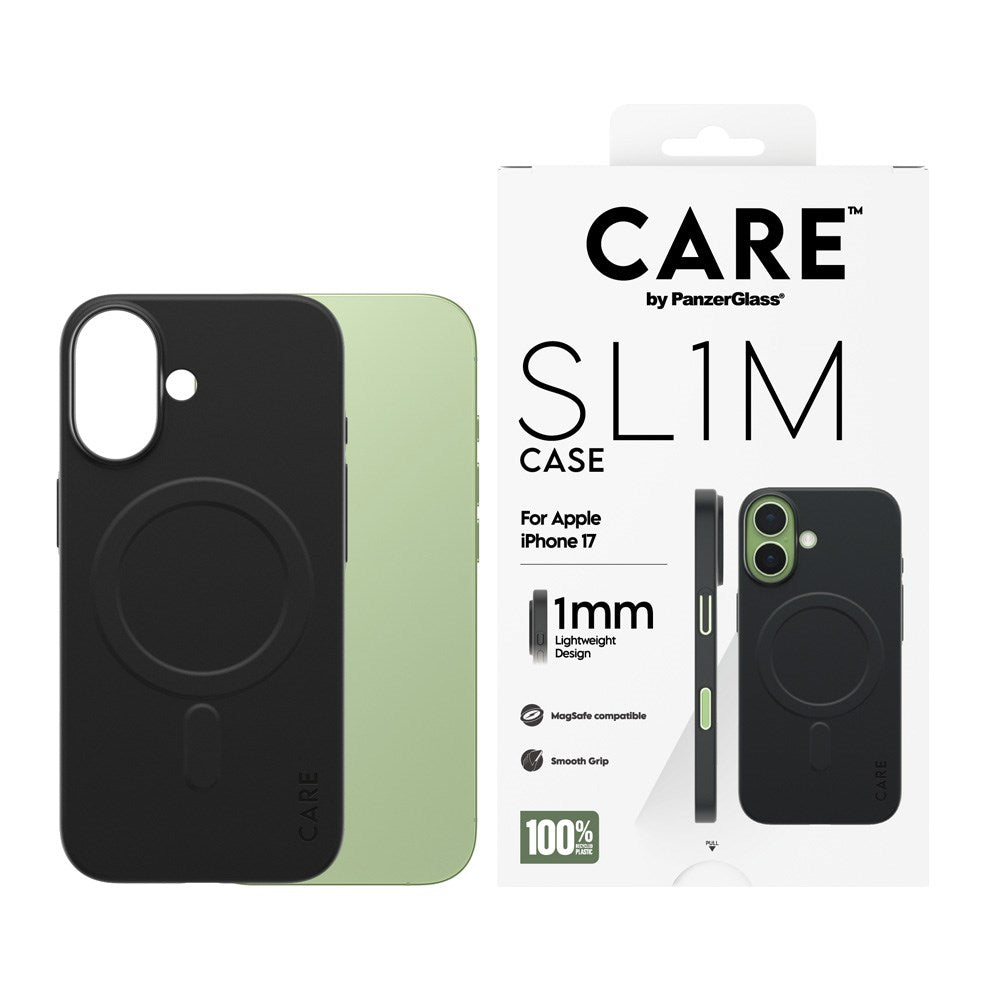 iPhone 17 CARE by PanzerGlass SL1M Cover - MagSafe Kompatibel - Sort