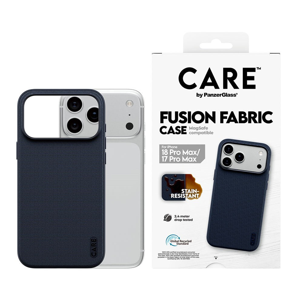 iPhone 18 Pro Max / 17 Pro Max CARE by PanzerGlass Fusion Fabric Case - MagSafe Kompatibel - Blå